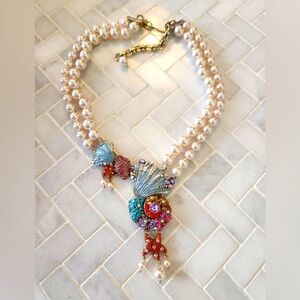 Heidi Daus” “Oceanic Beauty” Elegant Pearl Necklace with Swarovski Crystals